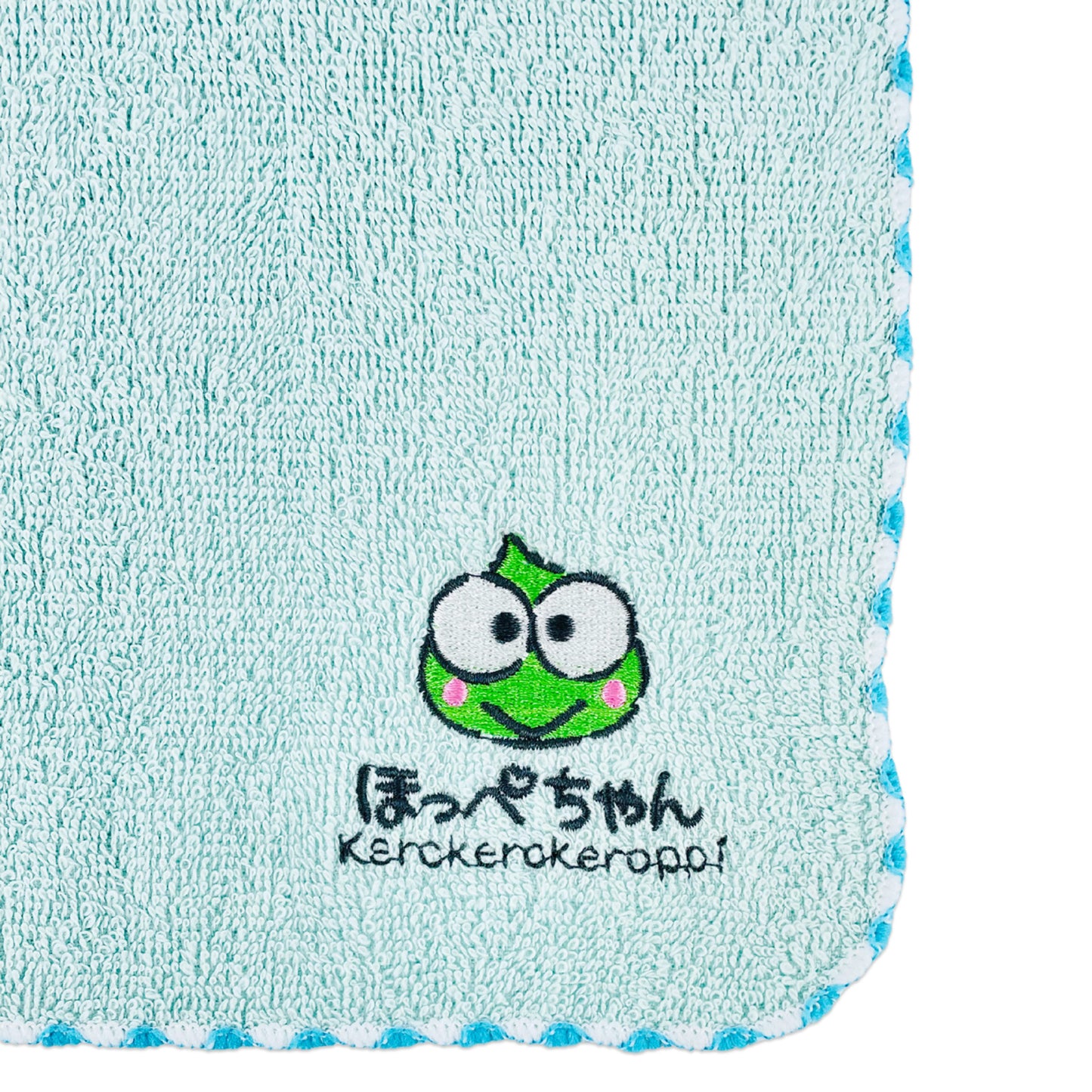 Kerokerokeroppi けろけろけろっぴ 刺繍タオル ほっぺちゃん／ミントグリーン