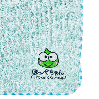 Kerokerokeroppi けろけろけろっぴ 刺繍タオル ほっぺちゃん／ミントグリーン