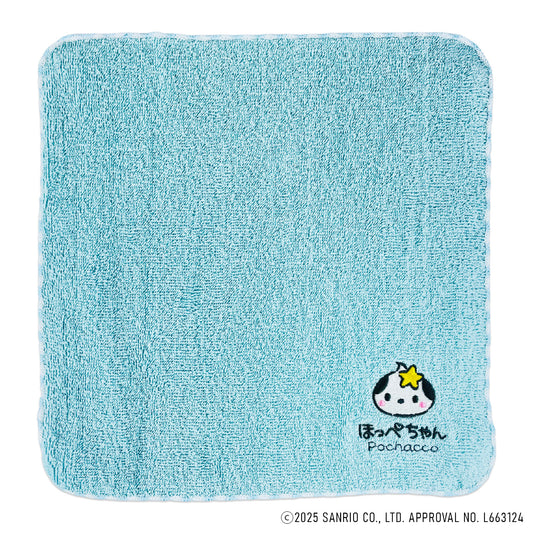 Pochacco ポチャッコ 刺繍タオル ほっぺちゃん／ミントブルー