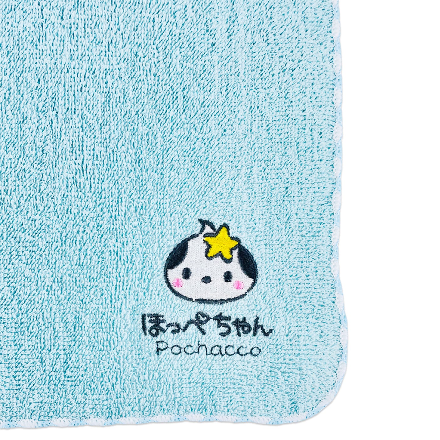 Pochacco ポチャッコ 刺繍タオル ほっぺちゃん／ミントブルー