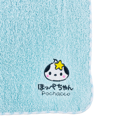 Pochacco ポチャッコ 刺繍タオル ほっぺちゃん／ミントブルー