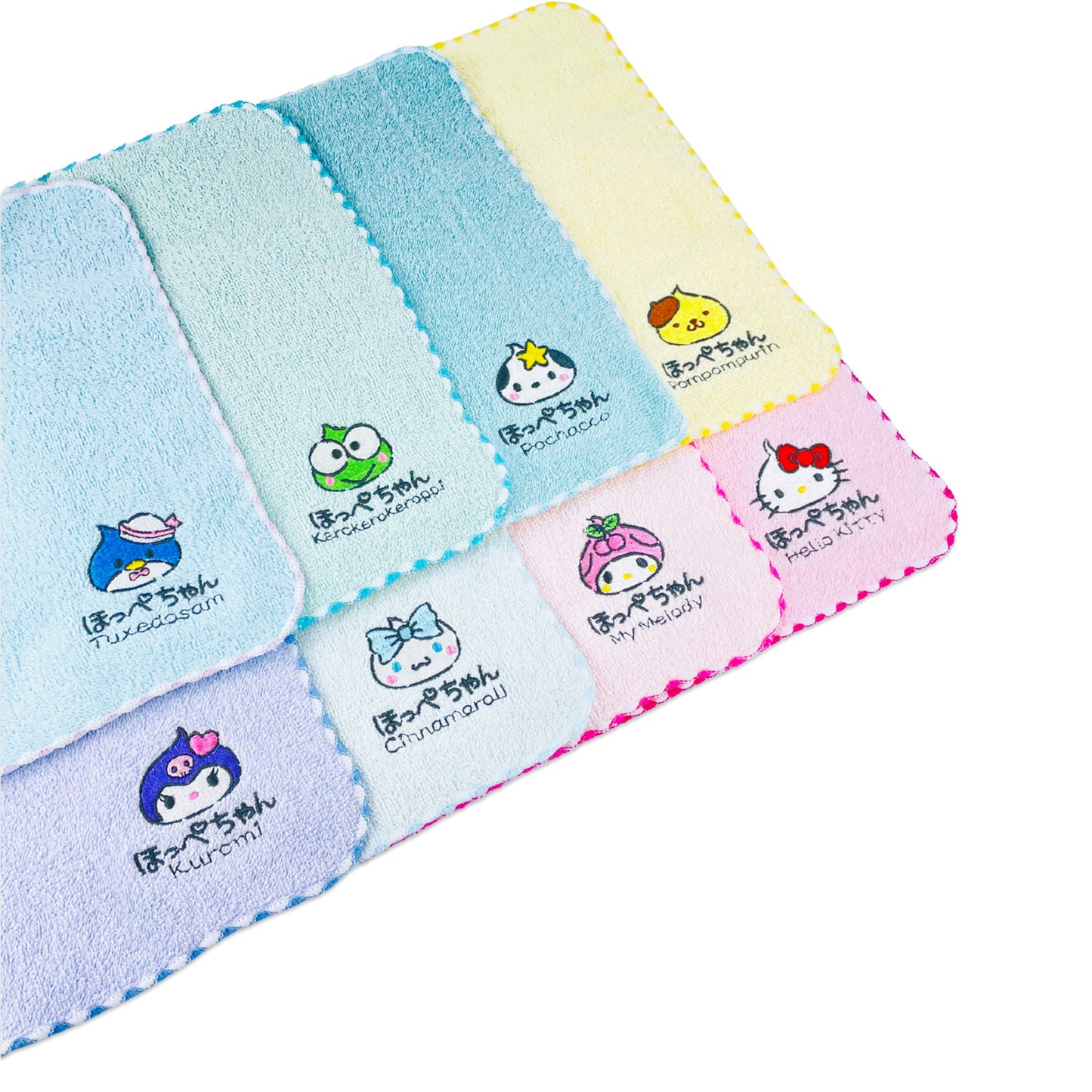 Pochacco ポチャッコ 刺繍タオル ほっぺちゃん／ミントブルー