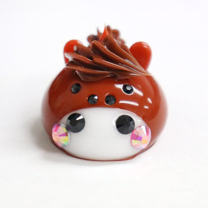 1番人気☆サンホッペ被りほっぺちゃん/茶／デカ／オブジェ