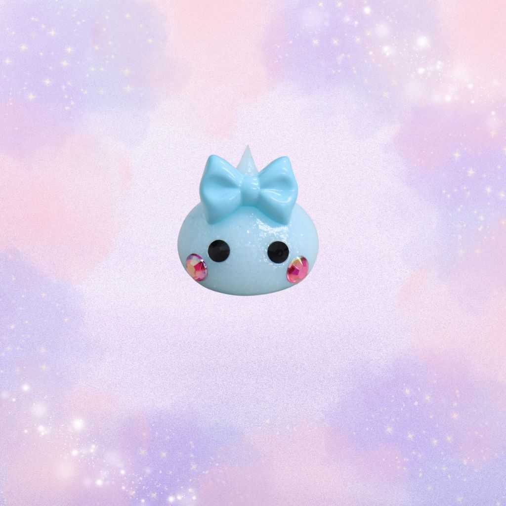 水色ラメ／ふんわりデカほっぺちゃん／ストラップ