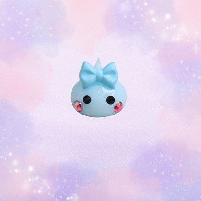 水色ラメ／ふんわりデカほっぺちゃん／ストラップ