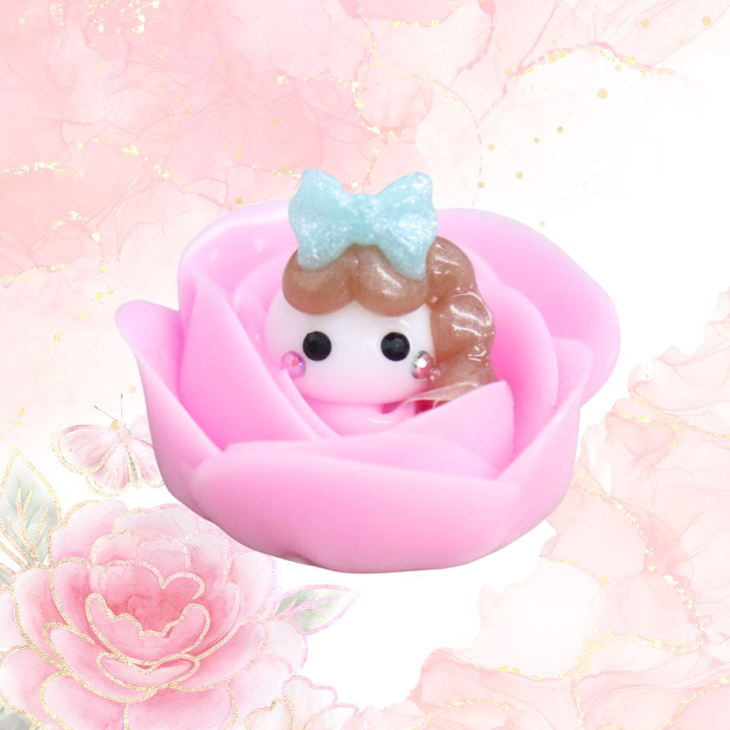 白／薔薇から生まれた親指姫ほっぺちゃん／オブジェ