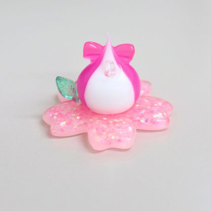 ピンク白／潤いピンクの桜ほっぺちゃん／ストラップ