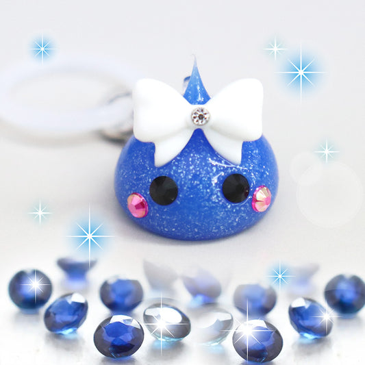 青ラメ／9月生まれのサファイアほっぺちゃんめじるしチャーム／誕生石カラー