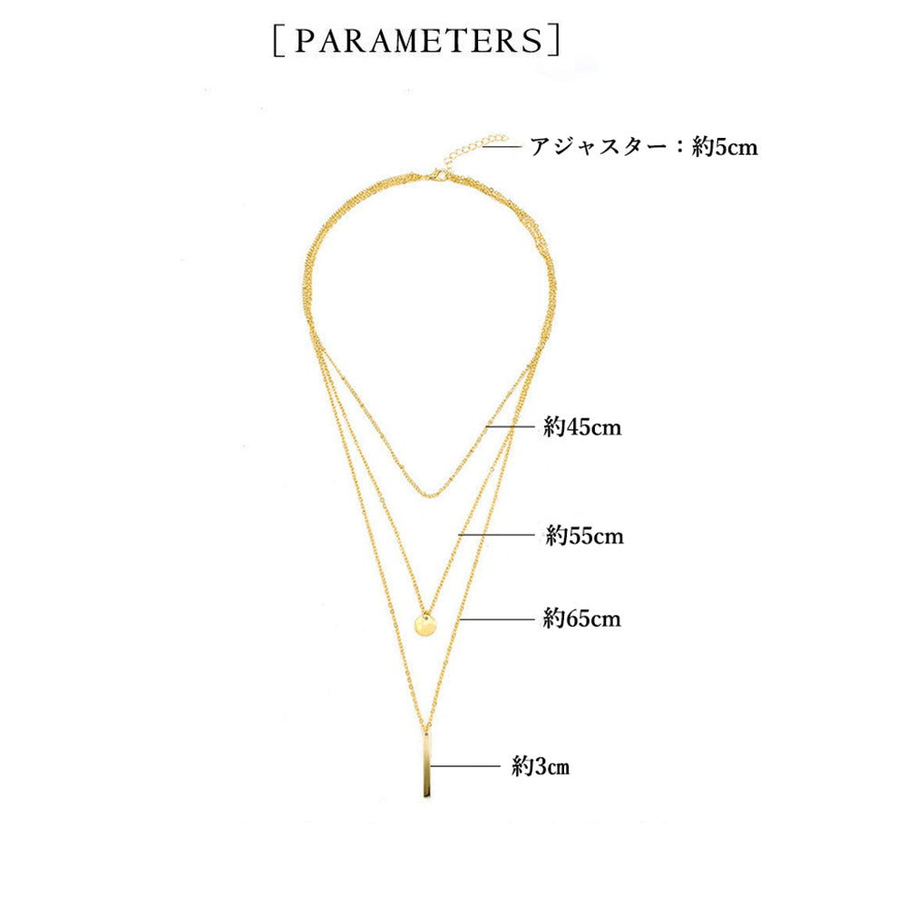 【送料無料】3連 チェーンネックレス レディース チョーカーネック 首飾り ペンダント