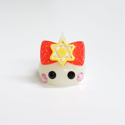 宮城限定／六芒星リボンの蓄光デカほっぺちゃんストラップ