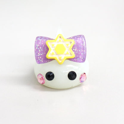 宮城限定／六芒星リボンの蓄光デカほっぺちゃんストラップ