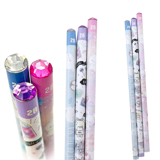 ジュエル鉛筆3本セット　2B　ダイヤモンド