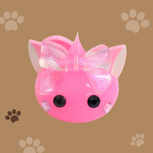 ニャオンカラーメガほっぺちゃん☆蓄光桃色キャット オブジェ