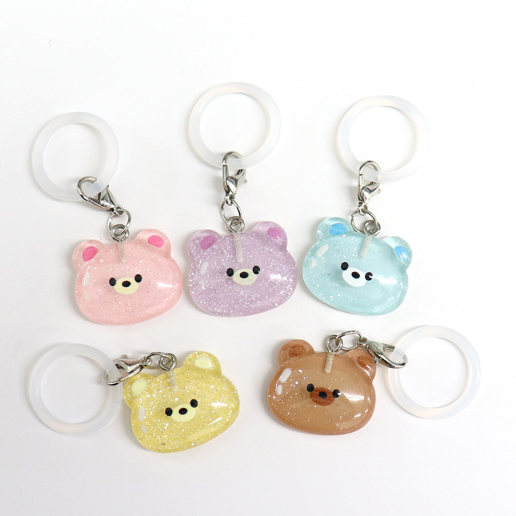 キラキララメ入りクマフェイスめじるしチャーム