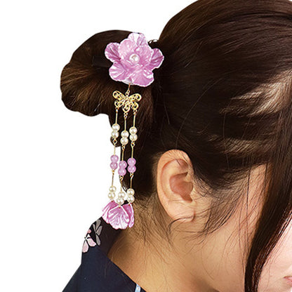 ビーズがゆれるフラワーヘアクリップ／１個売り