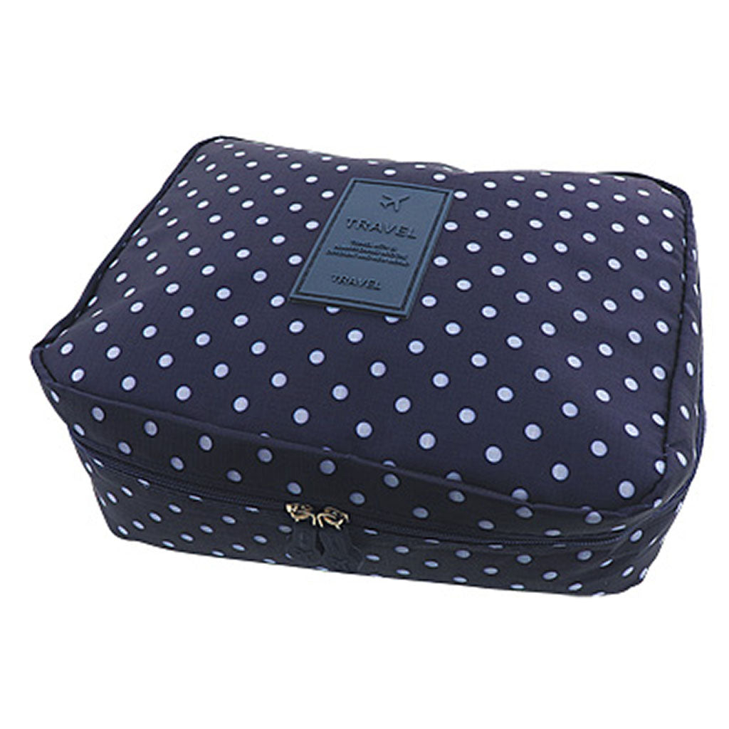 ネイビー／ドット柄トラベルポーチ