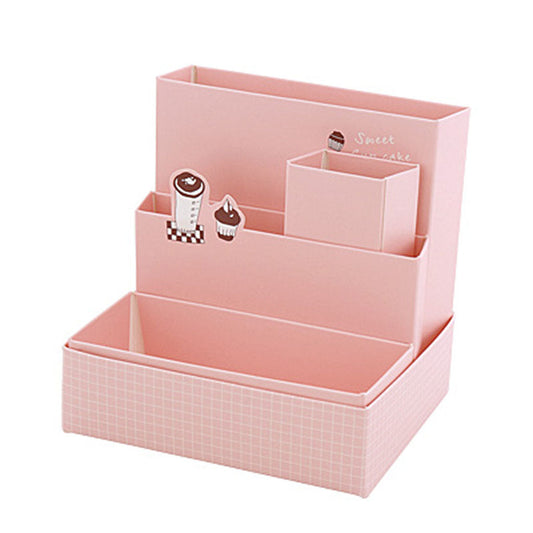 ピンク／組み立て式箱型ペン立て