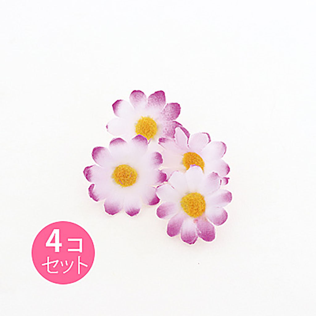 グラデーション紫／造花パーツ４個セット