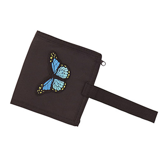 黒／蝶モチーフのナイロン素材折りたたみ財布