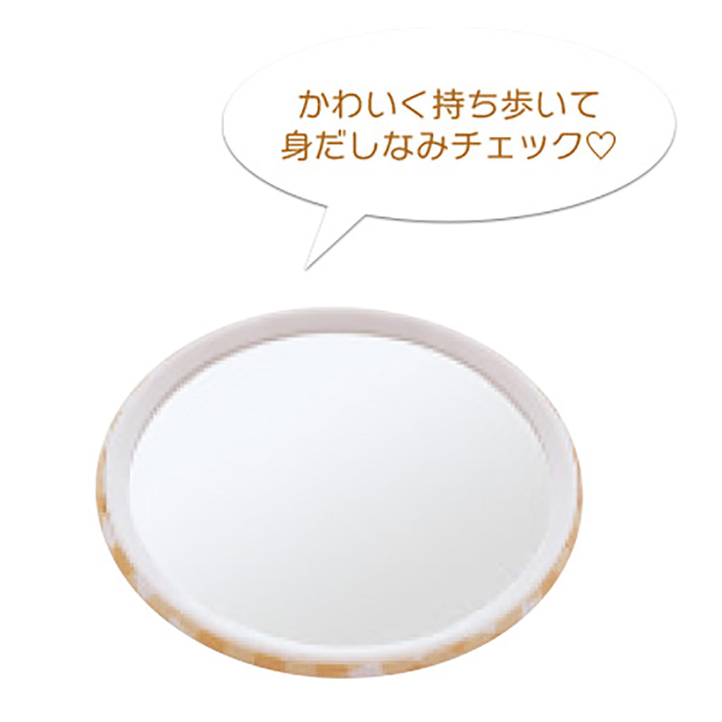 チェック＆クマ柄缶バッジ風ミラー／１個売り