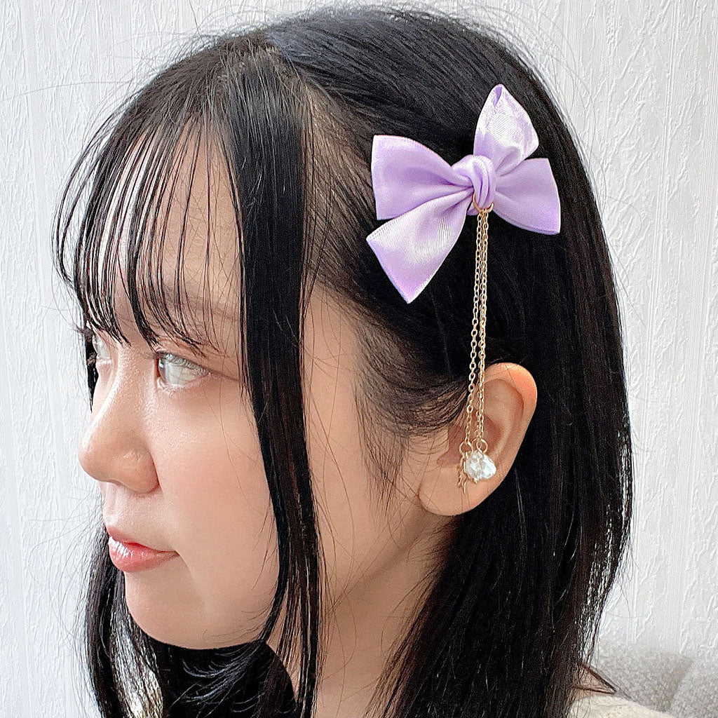 星＆パールがゆれるリボンヘアクリップ／１個売り